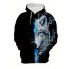 Мужская мода с капюшоном с принтом животных и волков, 3D-принт, уличная толстовка с капюшоном и передним карманом, дизайнерская толстовка с капюшоном