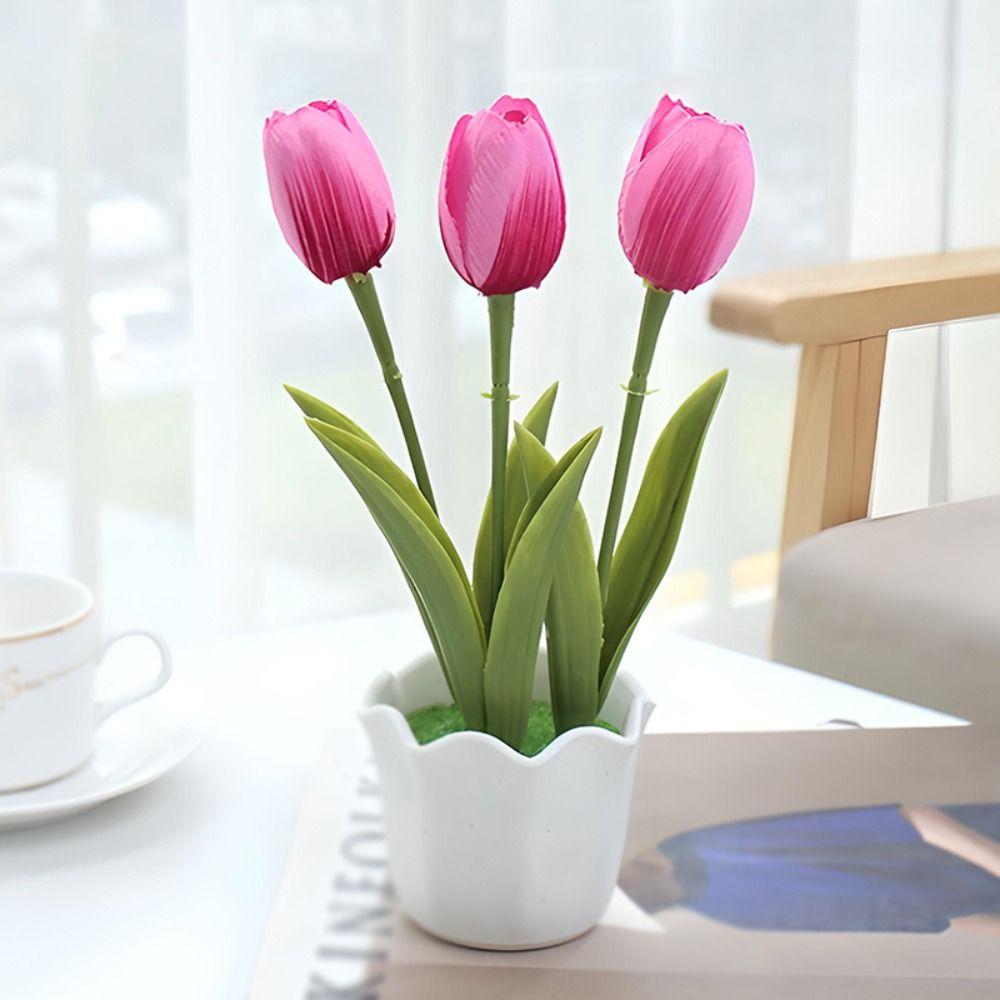Имитация тюльпана Искусственные цветы тюльпана Искусственные растения Цветок тюльпана Бонсай Горшечные растения Главная