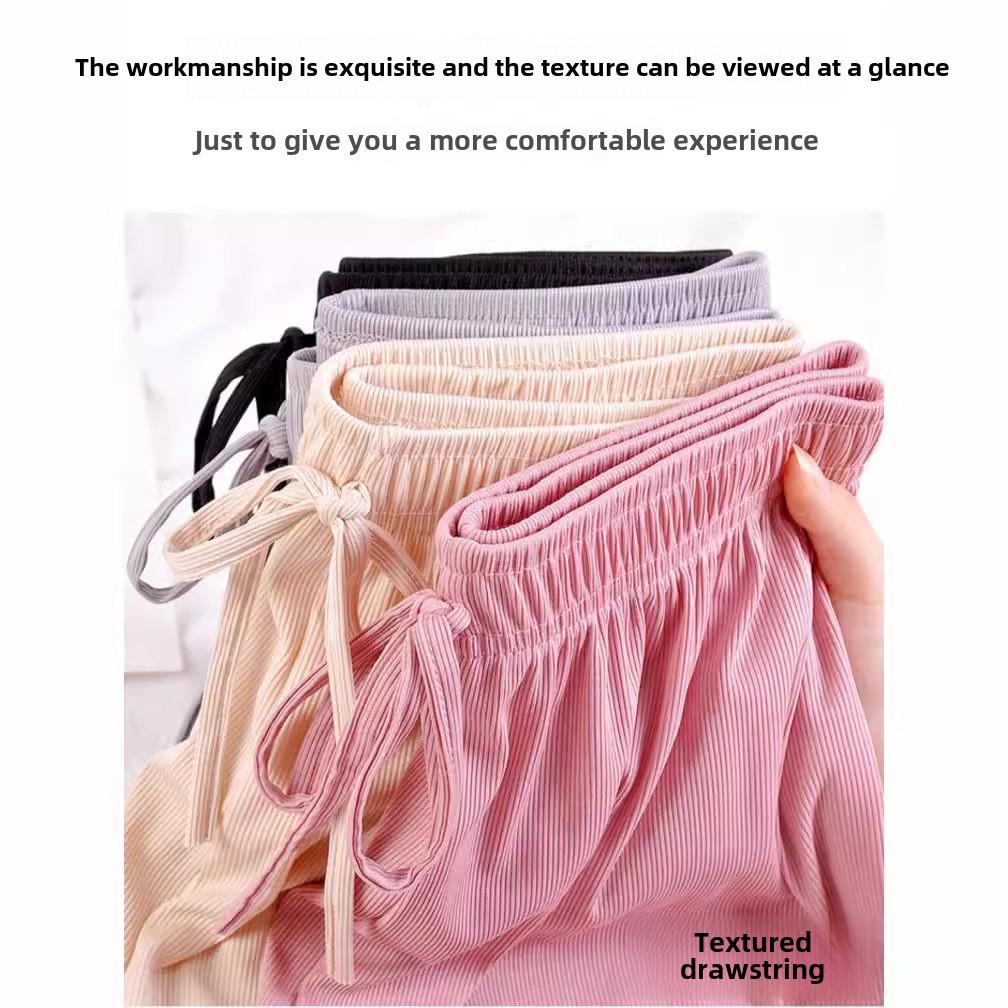 Женские брюки с высокой талией и широкими штанинами из ледяного шелка на завязках - легкие, летние повседневные брюки с защитой от комаров