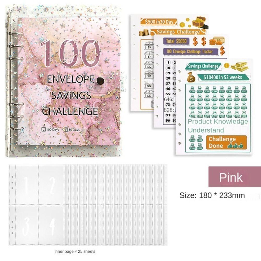 Large Capacity 100 Envelopes Money Saving Challenge Shining Savings Challenges Book  Couples