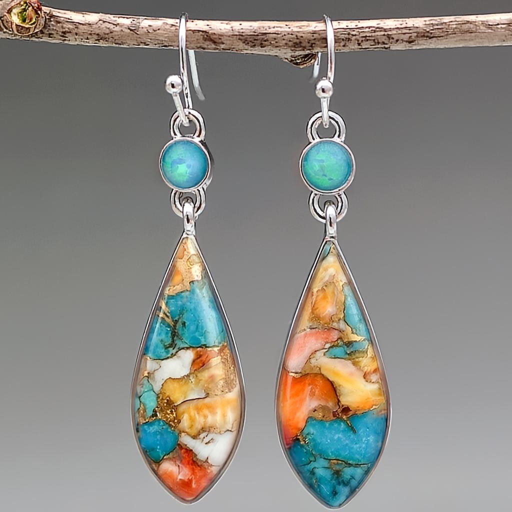 Императорский каменный дизайн, висячие серьги в стиле ретро, ​​богемный стиль, ювелирные изделия из цинкового сплава, энергетические украшения для женщин