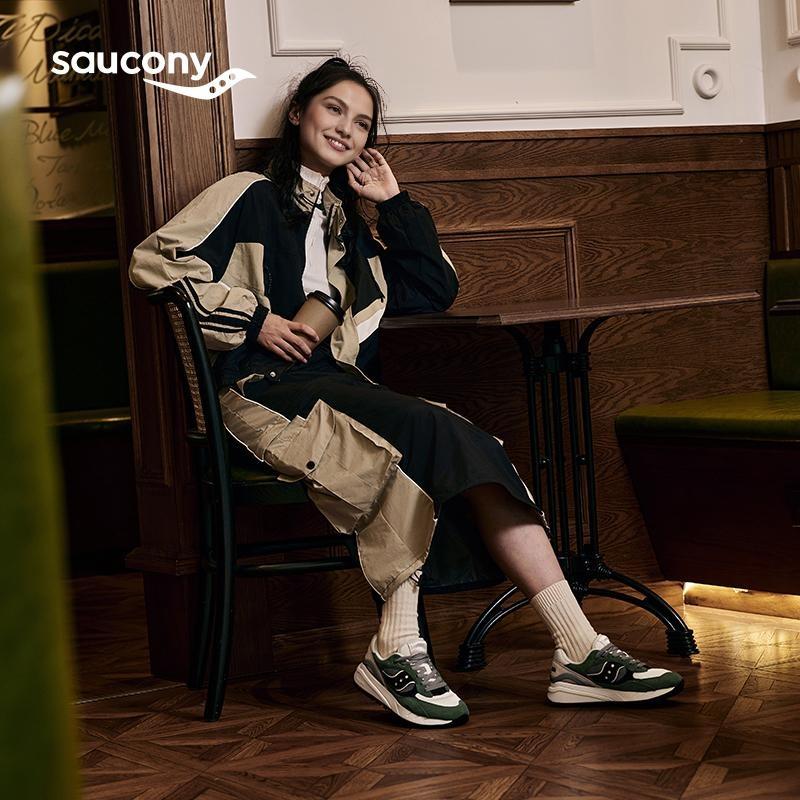 SAUCONY Shadow 6000 Ретро Удобные ЕВА Резина Нескользящие Увеличенная Высота Низкие Кроссовки для Бега Унисекс кроссовки Зеленый Рис Черный S79050-4