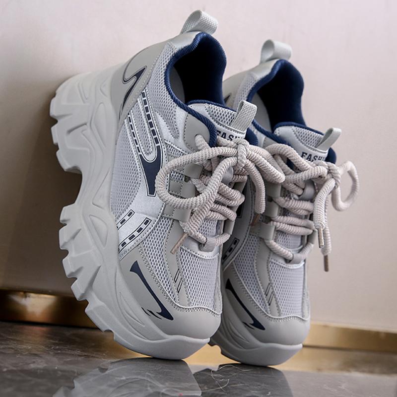 Женские кроссовки из дышащей сетки 2025 года на шнуровке, на толстой платформе, вулканизированные туфли, женские, нескользящие, на толстой подошве, спортивная обувь для женщин