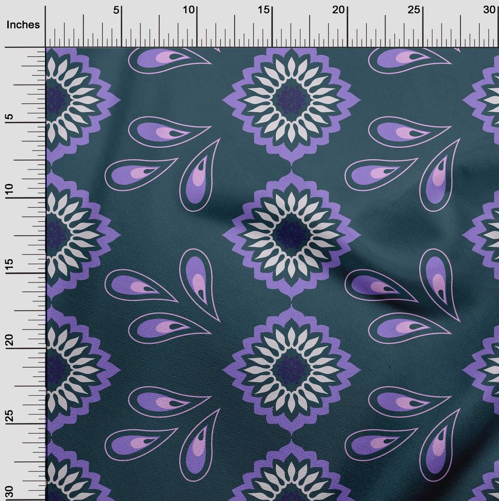 oneOone Хлопковая гибкая темно-бирюзовая зеленая ткань, азиатская декоративная ткань для одежды своими руками, стеганая ткань с принтом, ткань в ярдах, 40 дюймов