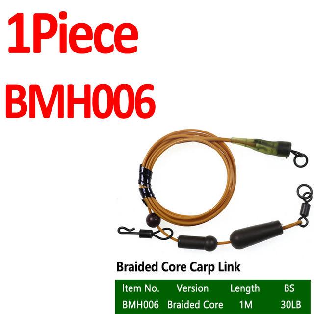 Bimoo 1PC 30LB 35LB 45LB Fluoro Carbon Fused Carp Link High Carbon Carp Main Line Braided Carp Leader Trace with Terminal Swivel