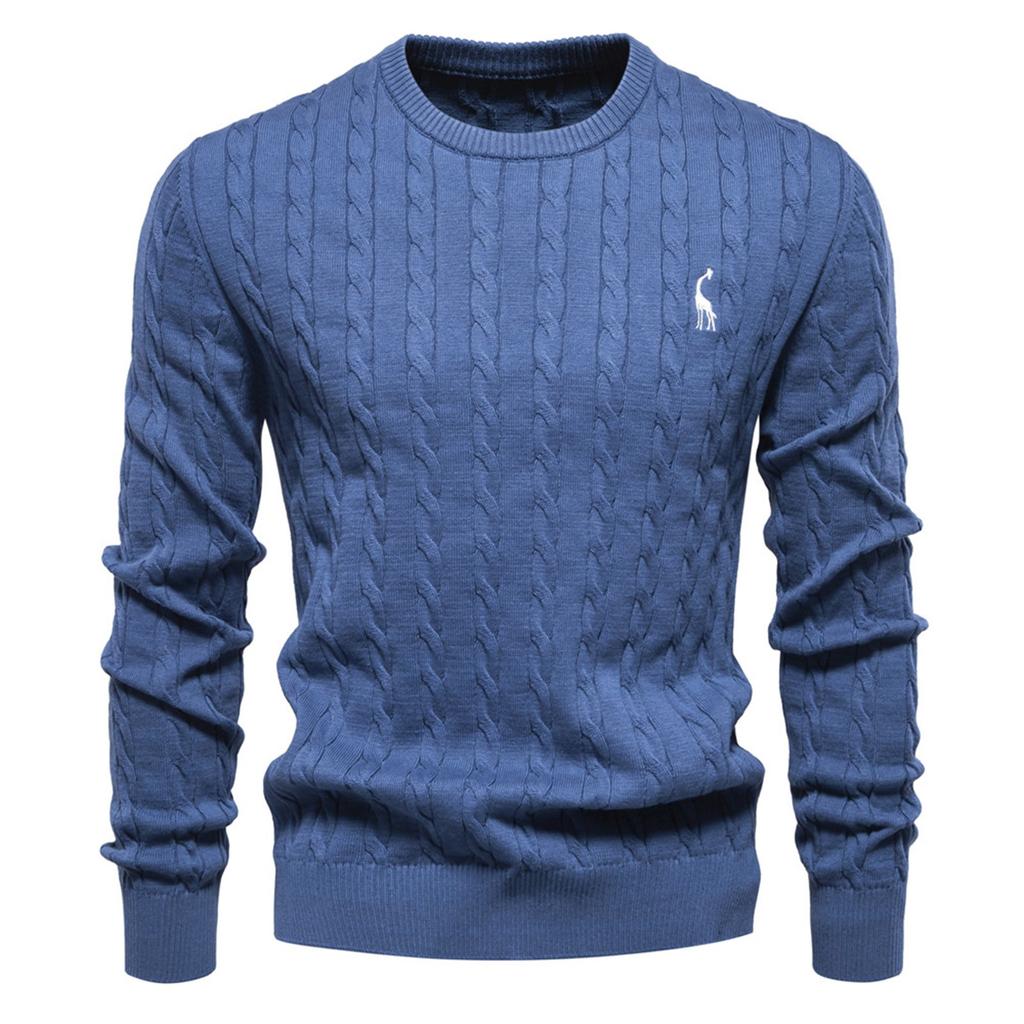Men's Autumn Long Sleeve Solid Color Sweater Men's Loose Solid Color Round Neck Casual Sweater