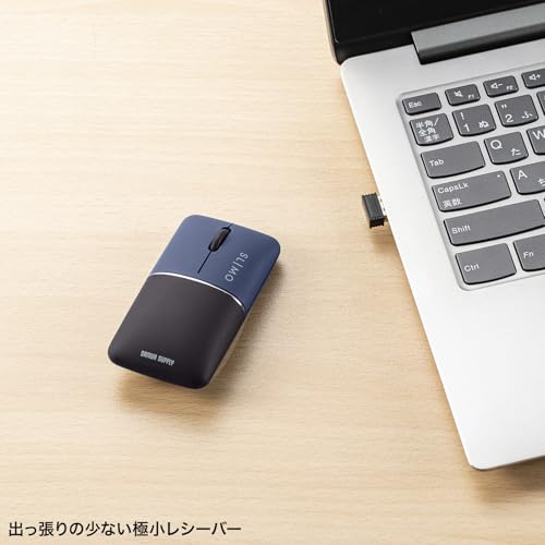 SANWA SUPPLY Бесшумная беспроводная мышь-комбо с синей светодиодной подсветкой, тонкая SLIMO/темно-синяя (перезаряжаемый) MA-WBBS310NV