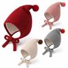 Full Ear Coverage Kids Knit Hat Adjustable Tie Straps Pom Pom Bonnet New Toddler Bonnet  Baby Girls