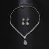 Fashion Simple Water Drop Crystal Rhinestone Necklace Earrings For Women Wedding Bride Light Luxury Jewelry Sets Accessories