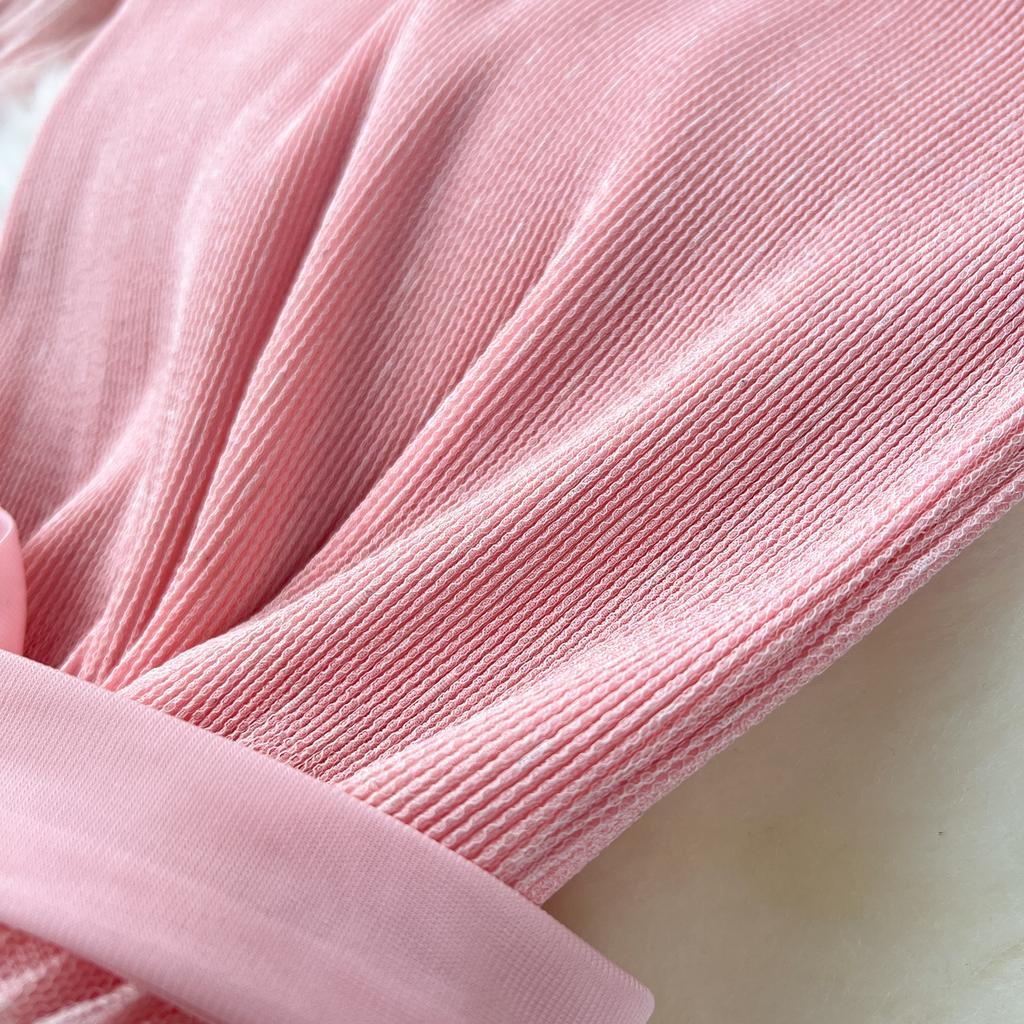 Nomikuma French Women Sweet Mesh Cake Dress Tie Up Waist Slimming Mid Length Elegant Long Cake Dresses 2024 Summer New Vestidos