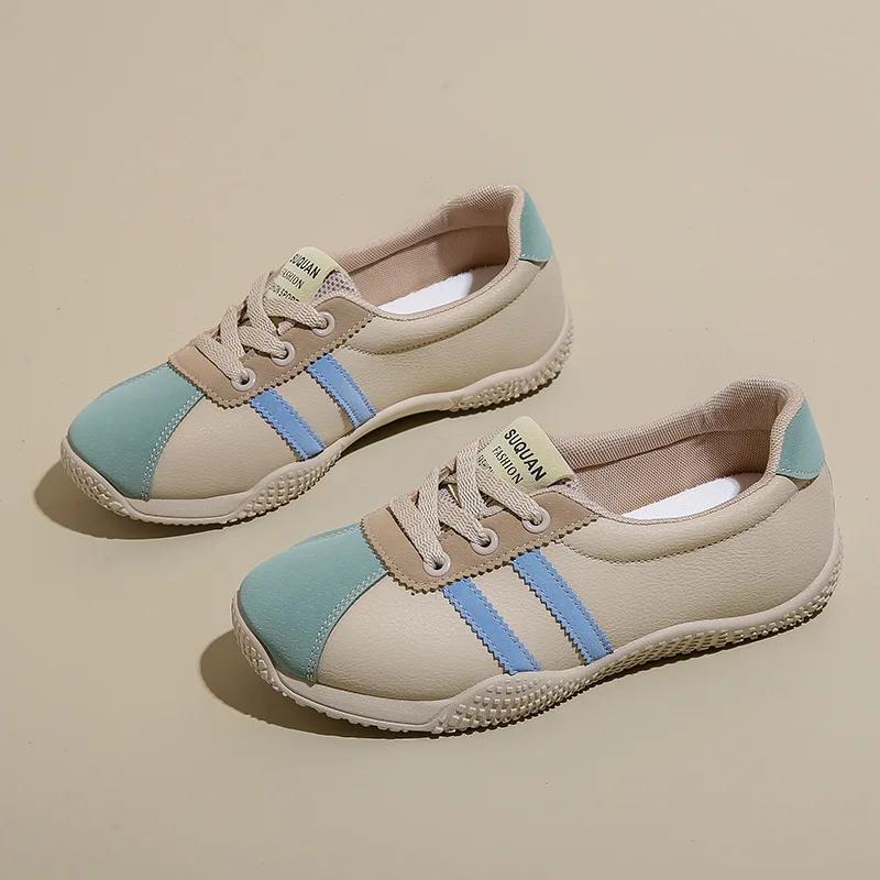 Модные Новые Женские Кроссовки на Платформе Модные Кроссовки с Круглым Носком Повседневные На Шнуровке Спортивная Обувь Женская Нескользящая Обувь для Ходьбы Женские Лоферы на Одну Педаль