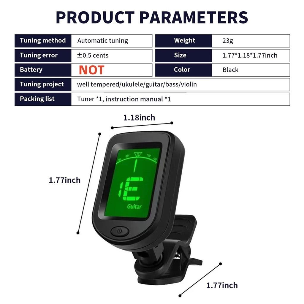 Miwayer Guitar Tuner Clip on Electronic Tuner LED Display/for Bass Ukulele Violin Mandolin Instruments