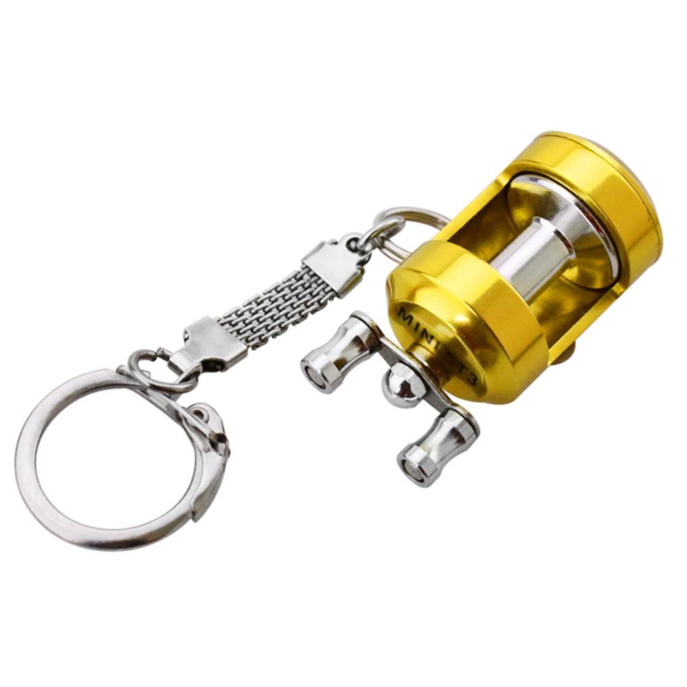 Hanging Oranment Fish Wheel Keychain Golden Silver Spinning Reel Pendant Small Gift