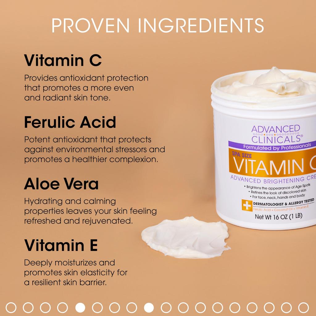 Advanced Clinicals Vitamin C Advanced Brightening Large Cream. Cream. 16oz.