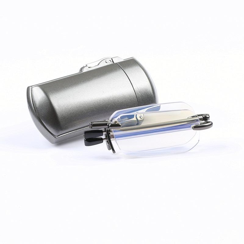 Портативные мини складные безрамочные очки для чтения для мужчин, очки с регулируемыми дужками и чехлом, клипса для ремня, очки для пресбиопии для женщин