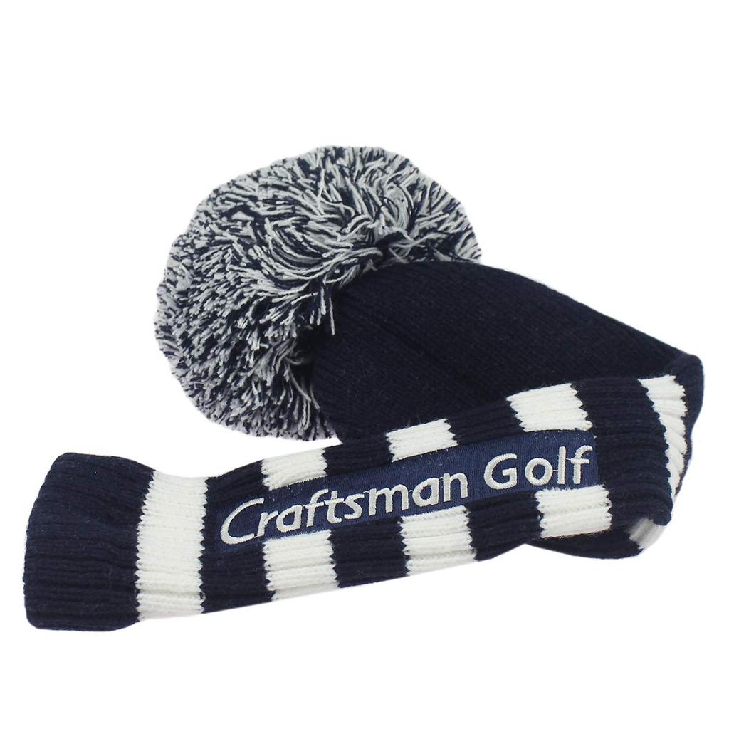 Craftsman Golf Head Cover 4 Piece Set Number Embroidery (1FFH) Club Cover for DriverFairway WoodHybrid Knit Number Tag Blue White