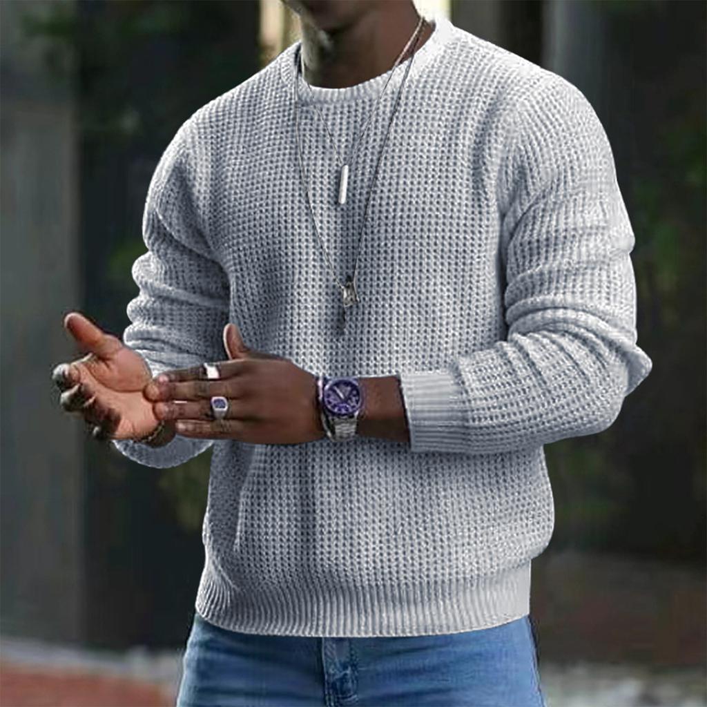 Men's Sweater Solid Fashion Round Neck Long Sleeve Knitted Top