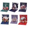 3D Pop Up Cartoon Christmas Card Merry Christmas Greeting Card Handwritten Blessing Invitation Cards Thanksgiving New  Gifts