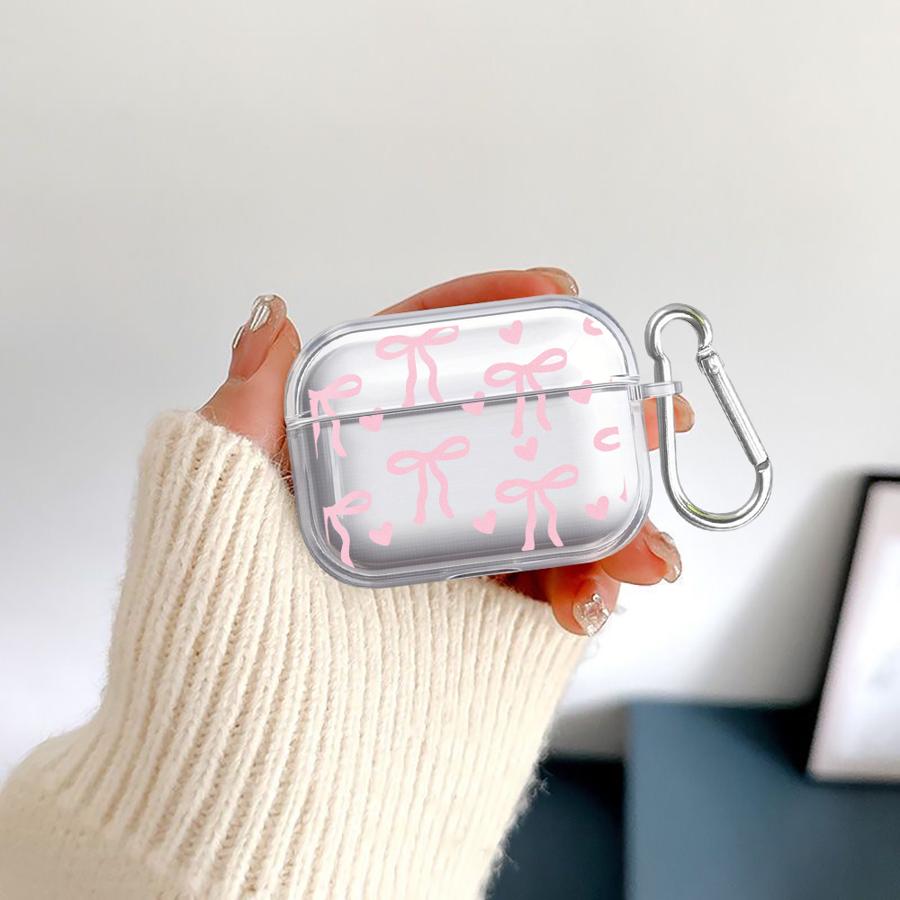 Милый Розовый Чехол-Бантик в Форме Сердца для Airpods Pro3 Pro2 4 2 3 Pro 1 Прозрачная Крышка Чехла для Наушников