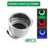 4x Stainless Steel Car Cup Drink Holder 14 LED W/ Remote RGB Lights for Truck RV