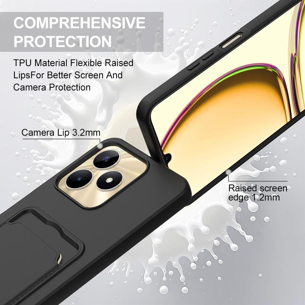 Жидкий силиконовый чехол для Realme Narzo N53 4G/C53 (Глобальный)/(Индия)/C51/Чехол-картхолдер для телефона 4G с коротким ремешком