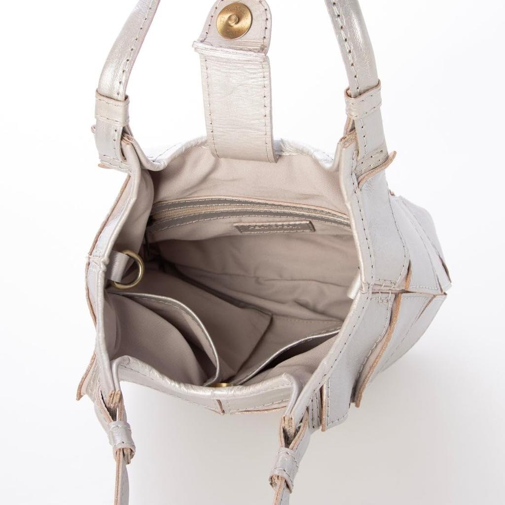 Peaks Peak Cowhide Patchwork Tote Size S Silver 2-Way Bag, (30-00-00001), Women's