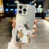 Цветной чехол для телефона для iPhone 17 16E 16 11 15 14 Pro MAX 12 13 MINI 7 8 Plus XR SE Посеребренный IMD чехол Милый кот Играющий Забавно