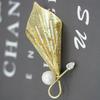Blucome Quality Copper Flower Pearl Brooch for Women Men Suit Scarf Pins