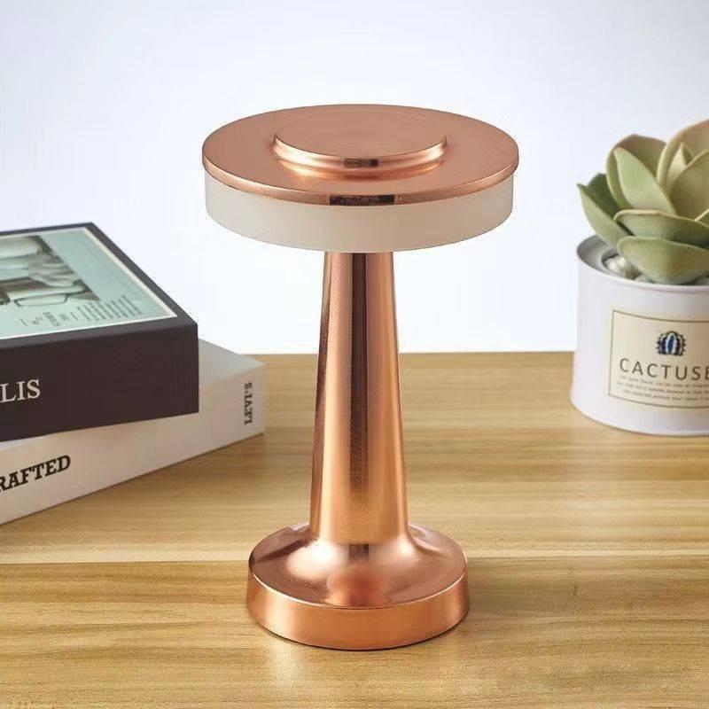 Touch-control Led Night Light For Bar And Cafe Decor With Built-in Battery And Iron Lampshade