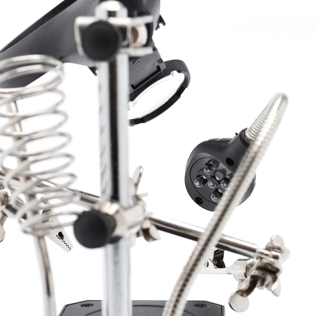 Mounting Bracket - Third Hand With Illumination And 3 Magnifying Glasses (90Mm - 2.5X, 34Mm/7.7X And 34Mm/10X) Te-800