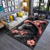 Whimsical cat adorned with flowers carpet Yoga living room room decor children's crawling mat doormat area rug games mat