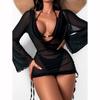 New Halter Bikini With Sleeved Cover Up Brazilian Bikini 3 Piece Set Swimsuit High Waisted Beach Vacation Bathing Suit