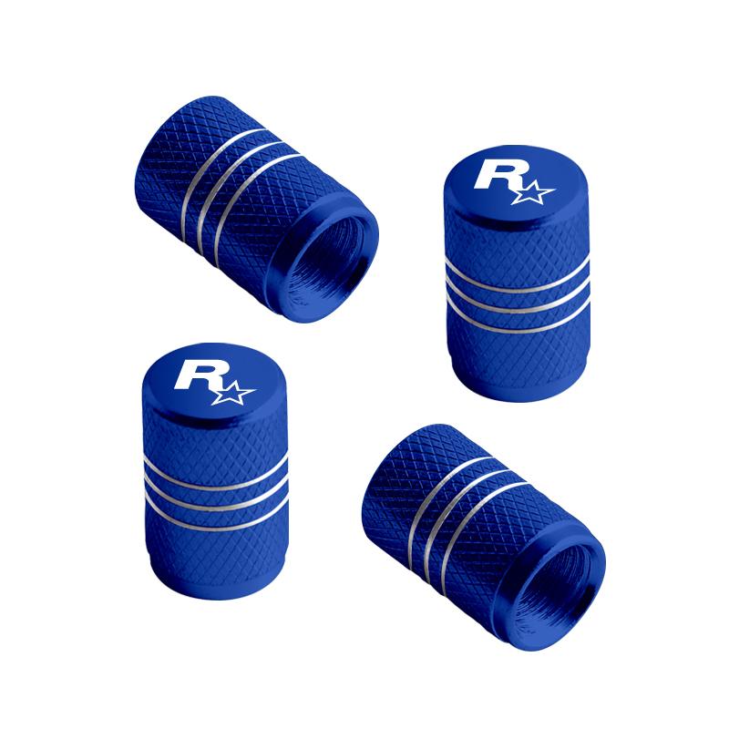 For GTA Game R Star Rock Star Emblem Jeep Peugeot Ford Hyundai Kawasaki Yamaha Badge Car Wheel Tire Valve Caps Tyre Stem Covers