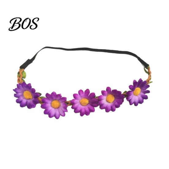 Flower Garland Headband for Holiday Styling Sunflower/Daisy Wreath Women Girls, Headpiece, Adjustable Floral Hair Accessory Beach Vacation Silk Crown