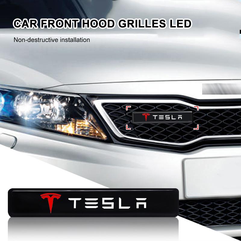 ALG1 Logo LED Light Car Front Hood Grille Car Accessories for Tesla Model 3 2022 Y X S Roadster Coil 4 Cc3 Cybertruck 2021 Y Juguete
