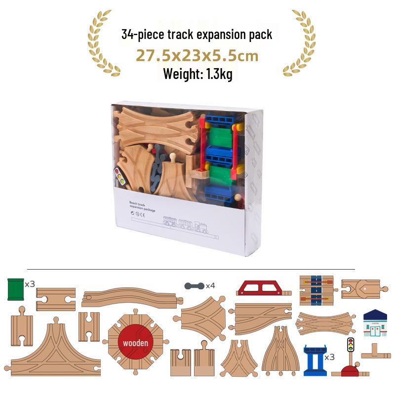 Wooden Electric Train Track Building Blocks - Compatible with Thomas