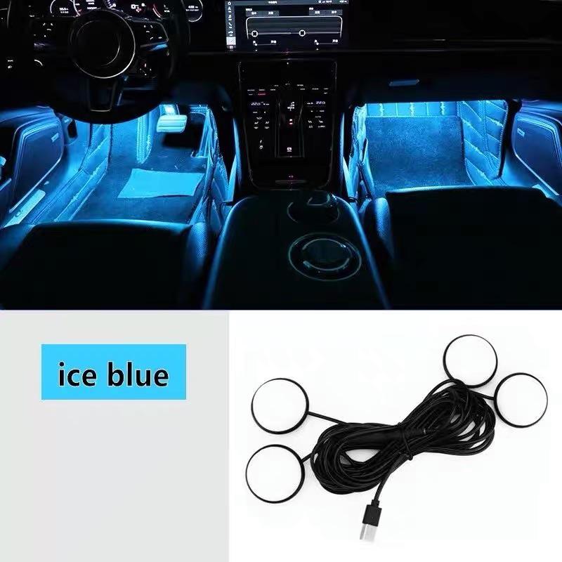 Car LED Foot Ambient Lights 3 Colors Auto Home Party Atmosphere Decorative Star Bulb Car Interior One with Four Night Lamp