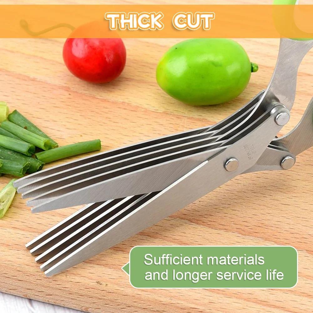 3/5 Layer Multi-function Stainless Steel Kitchen Knife Multi-layer Scissors Spices Scissors