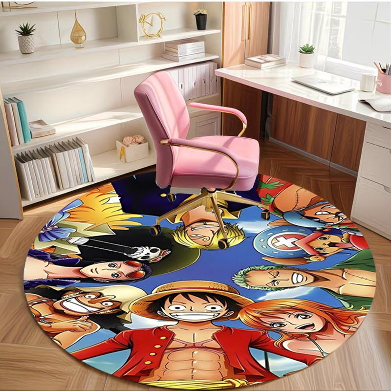 One Piece Print Round Rug, Washable Floor Carpet, For Entryway Dorm Laundry Room Office Study, Home Decor Birthday Christmas Gift