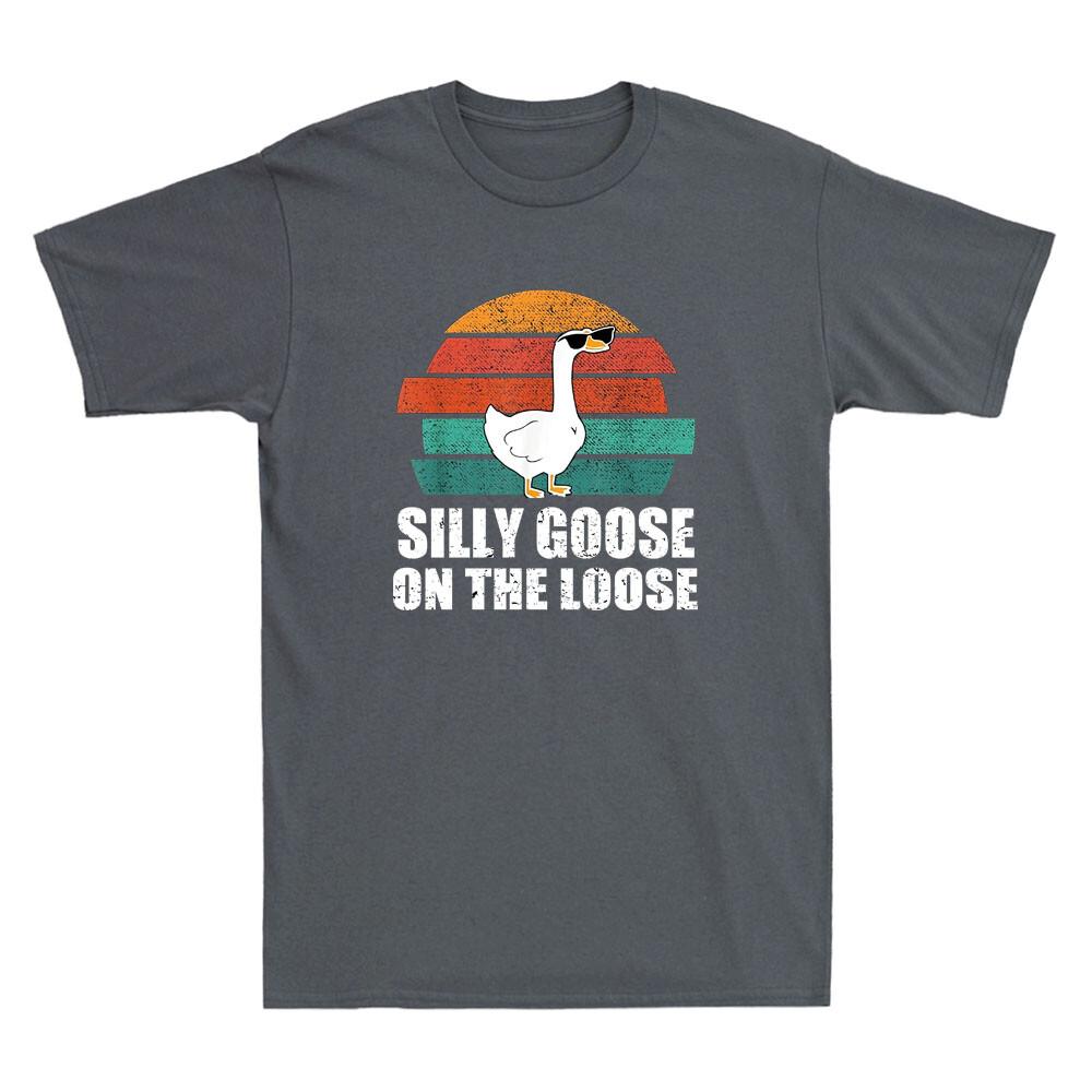 Silly Goose On The Loose Funny Goose with Glasses Meme Vintage Men#039;s TShirt Tee Unisex T-Shirt