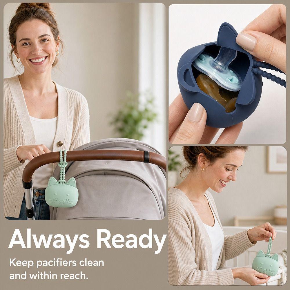 Soft Grip Strap Pacifier Case with lanyard Pacifier Pouch Cute Silicone Pouch Stroller Travel