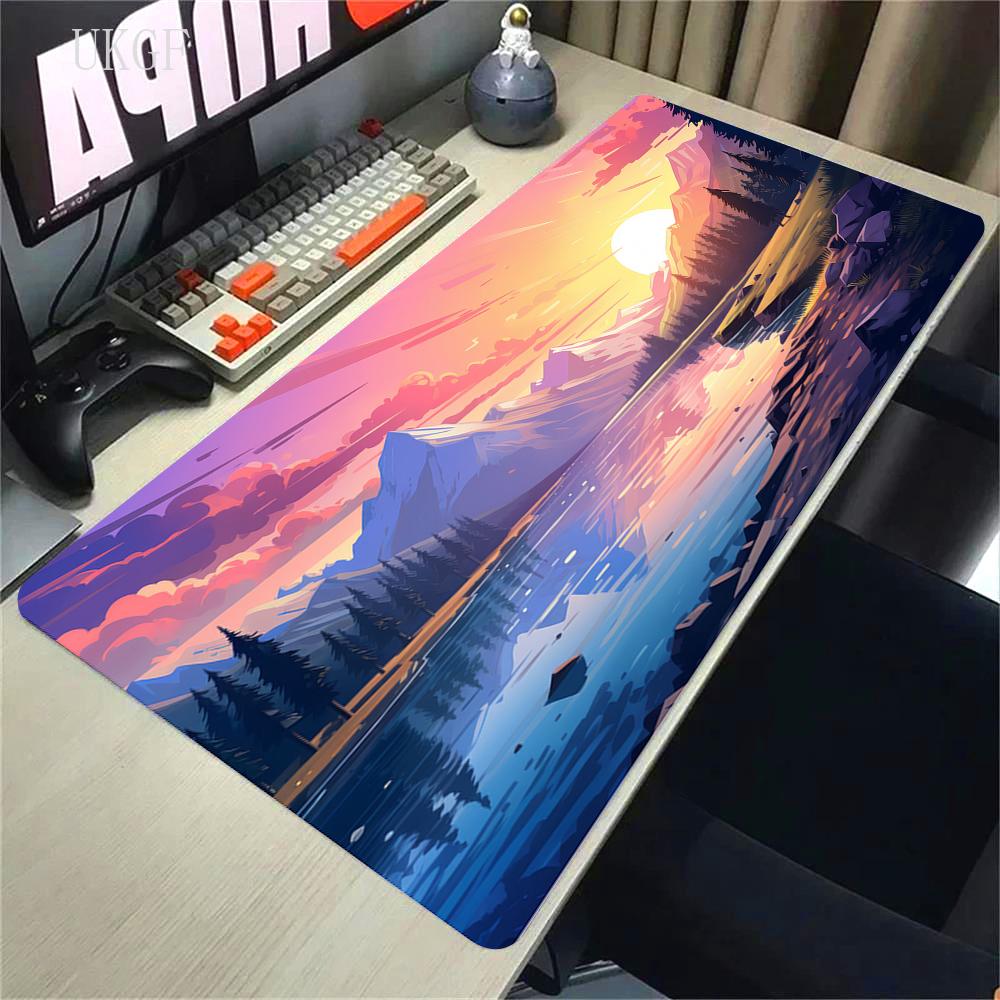 900x400 HD Print Rubber Mouse Pad Landscape Mountain Sunset Cartoon Mouse Pad XXL Extended Mouse Pad Pc Computer Non-slip Carpet