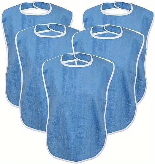 1 шт. Регулируемый высококачественный нагрудник для взрослых для пожилых людей и людей с ограниченными возможностями - защитный чехол из плотной фланелевой ткани - можно стирать в стиральной машине - синий