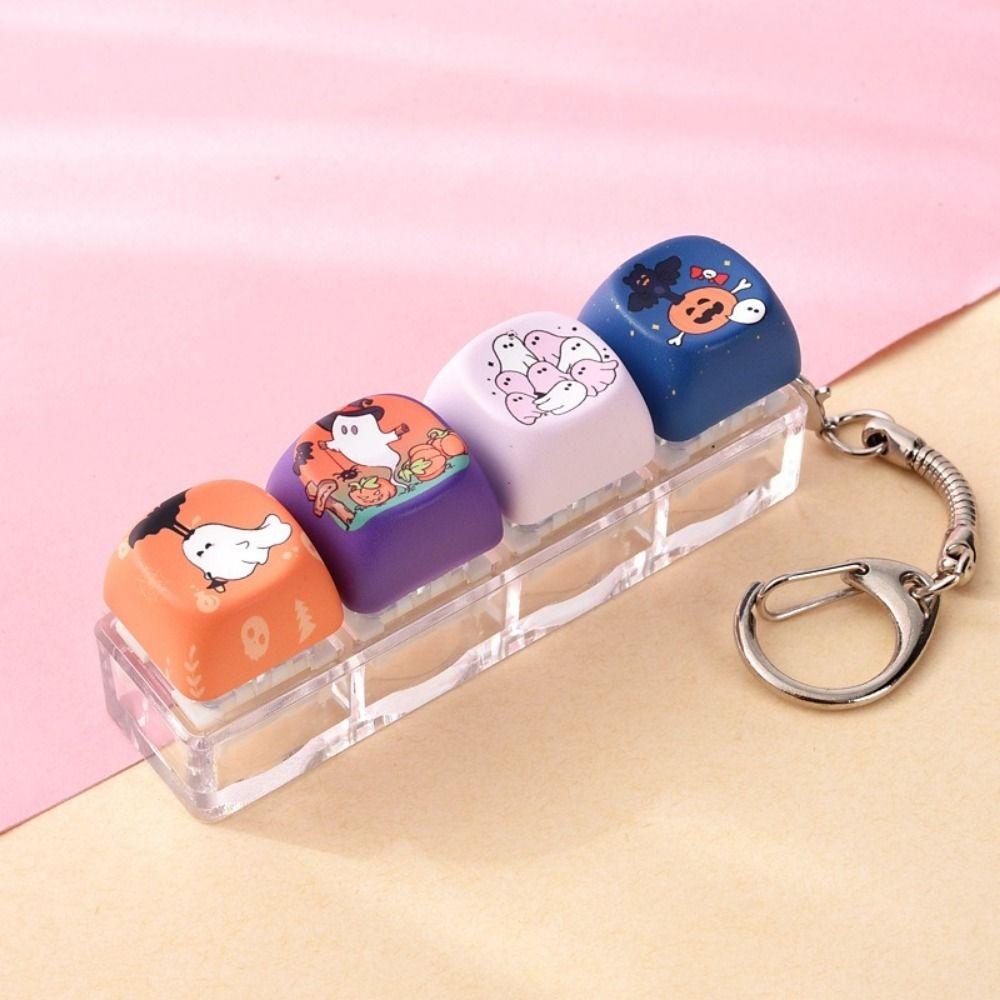 Halloween Pattern Halloween Fidget Pressing Keychain 4 Keys Keyboard Fidget Daily Use
