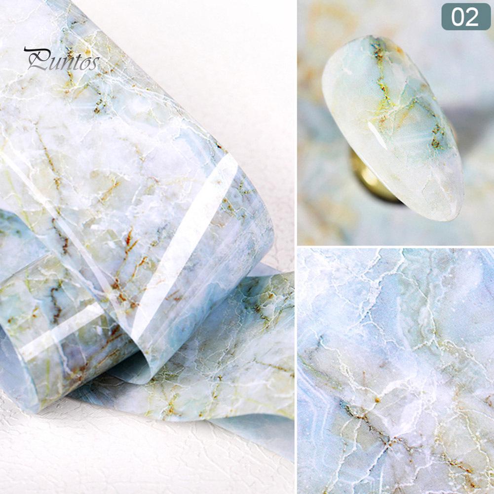 Puntos Nail Art Marble Stained Starry Sticker Pink Blue Foil Manicure Transfer Decals