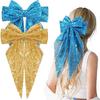 Spring Clip Glitter Layered Hair Bow Hair Pin Women Girls Sparkling Large Long Style Decorative Hairpin