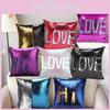 Diy Reversible Sequin Glitter Sofa Cushion Cover Pillow Case Double Gift Color