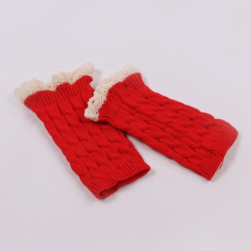 1 пара теплых зимних перчаток из кружева, вязаные перчатки с кружевными рукавами и запястьями, теплые шерстяные перчатки