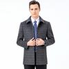 Men's Mid-length Windbreaker Single-breasted Woolen Woolen Coat Lapel Plaid Winter Middle-aged Casual Coat