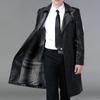 Autumn and Winter Men's Genuine Leather Coats Plus Velvet Long Knee-length Sheepskin Windbreaker Coat Middle-aged Men's Leather Coat